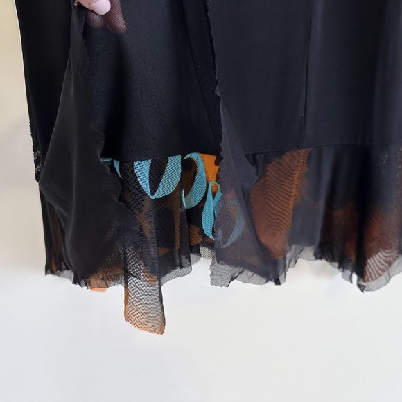 Black Midi Skirt with Mesh and Sequin Detail - Picture 5 of 6